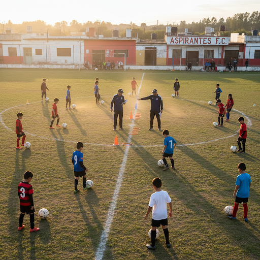 Sesión de entrenamiento con jóvenes futbolistas